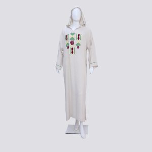 Djellaba en Mlifa Cachemire, Travail de Maâlem avec Berchman et Broderie Main