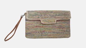 Sac Rectangulaire En Cuir Et En Raphia