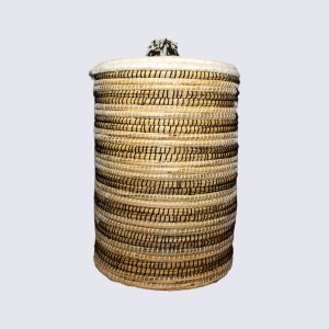 Panier berbère avec couvercle en osier et jonc tressé